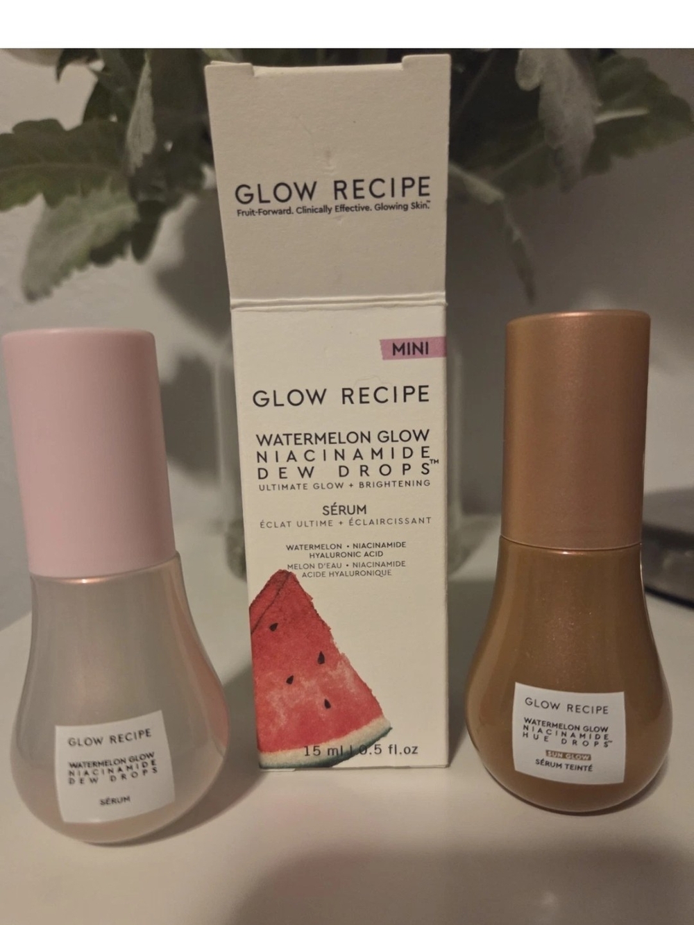 Glow Recipe Watermelon Dew Drops Serum And Bronzer Drops - Pink and Gold Bottles